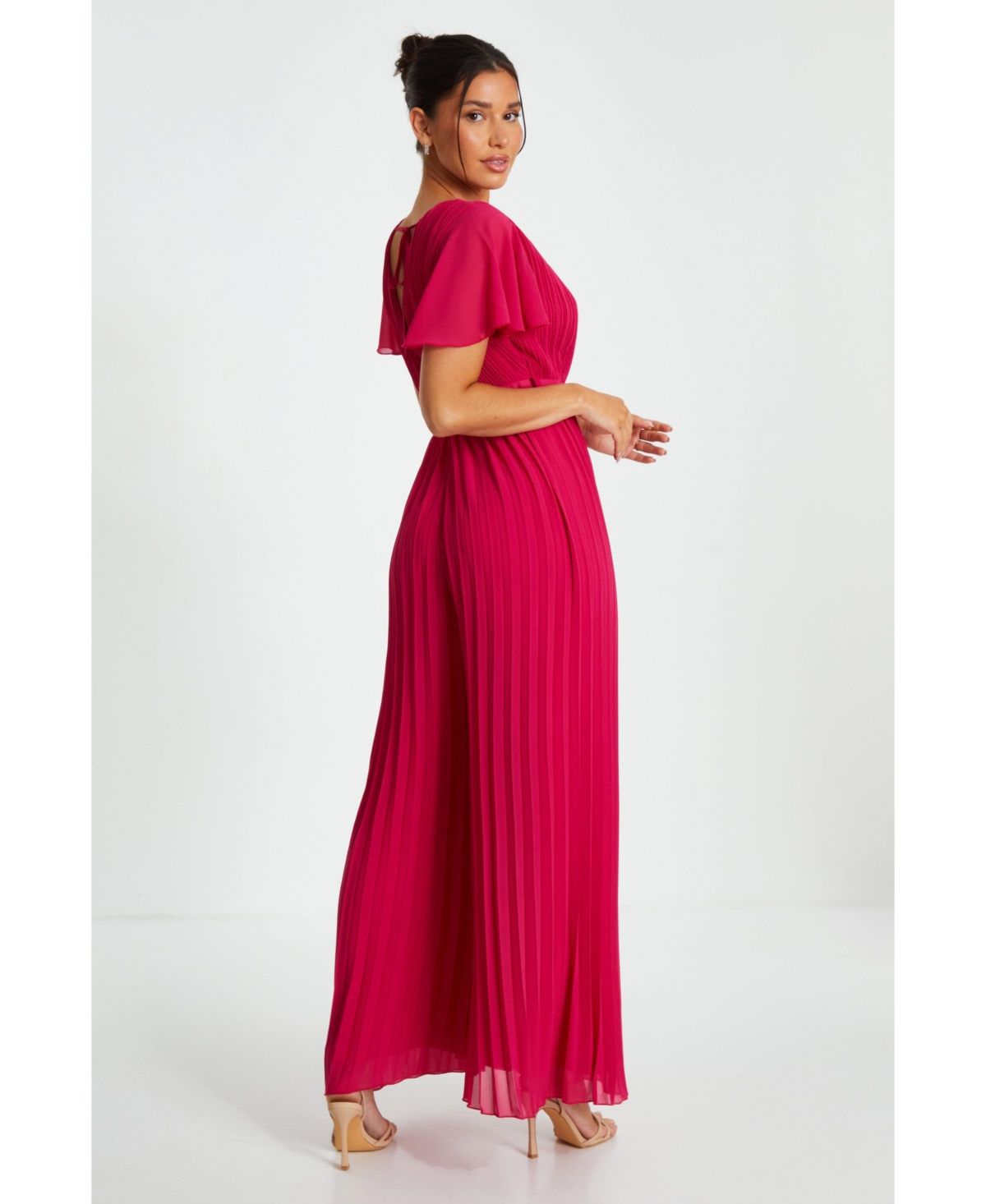 Quiz Women s Chiffon Pleated Palazzo Jumpsuit Magenta Smart Closet