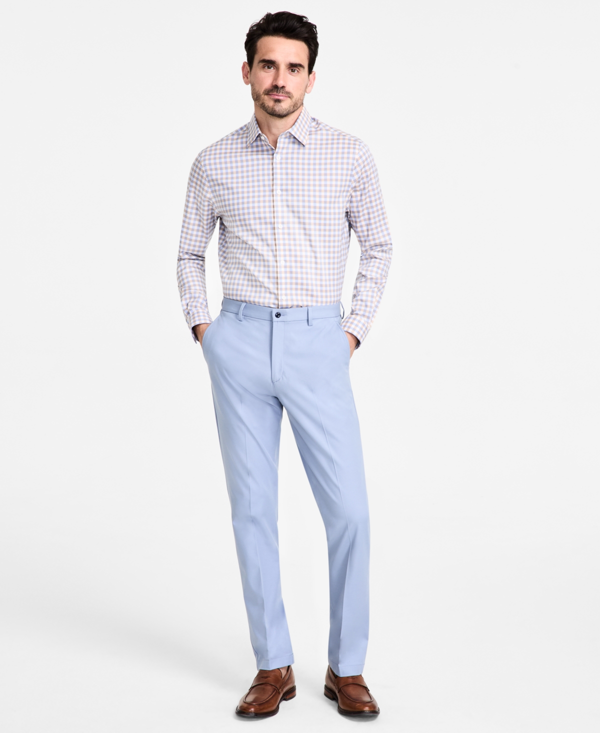 Michael Kors Men's Classic-Fit Cotton-Blend Dress Pants - Pale Blue