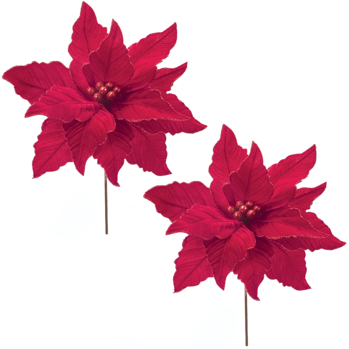 Slickblue Set of 2 Poinsettia Stems for Holiday Arrangements