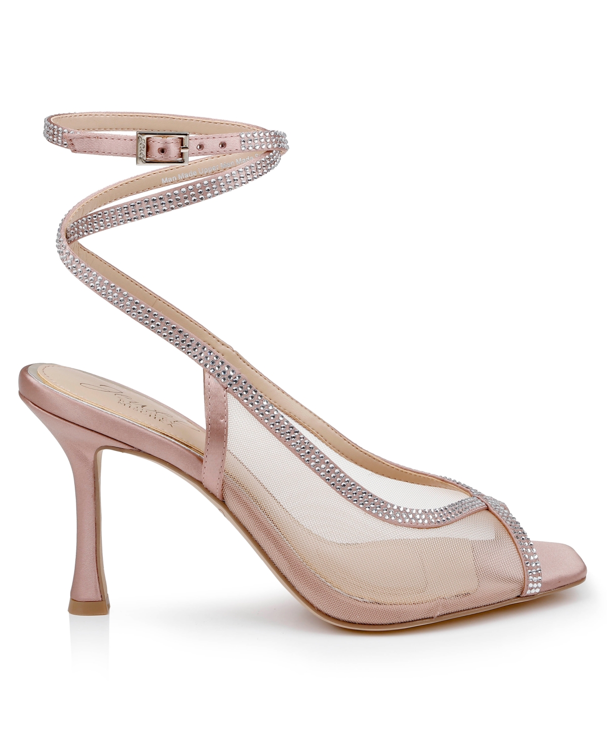 Jewel Badgley Mischka Tamera Ankle Strap Sandal In Blush Mesh
