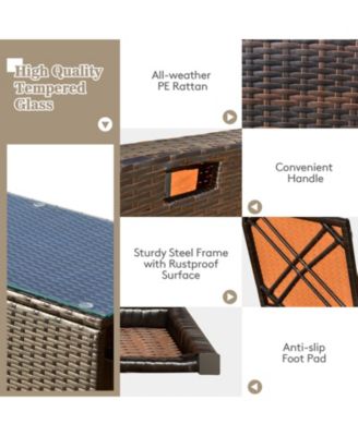 8 Pieces Patio Space-Saving Rattan Furniture Set with Storage Box and Waterproof Cover