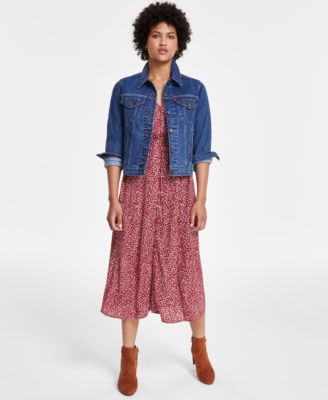 Levis Womens Original Denim Trucker Jacket Sarina Short Sleeve Midi Dress