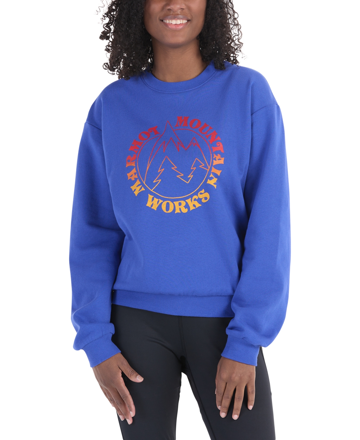 Marmot Women's Retro Mountain Boxy Crewneck Sweatshirt In Trail Blue