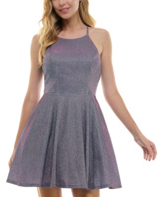 City Studios - Juniors' Glitter Sleeveless Fit & Flare Dress