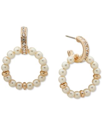 Anne Klein - Gold-Tone Imitation Pearl Huggie Drop Earrings