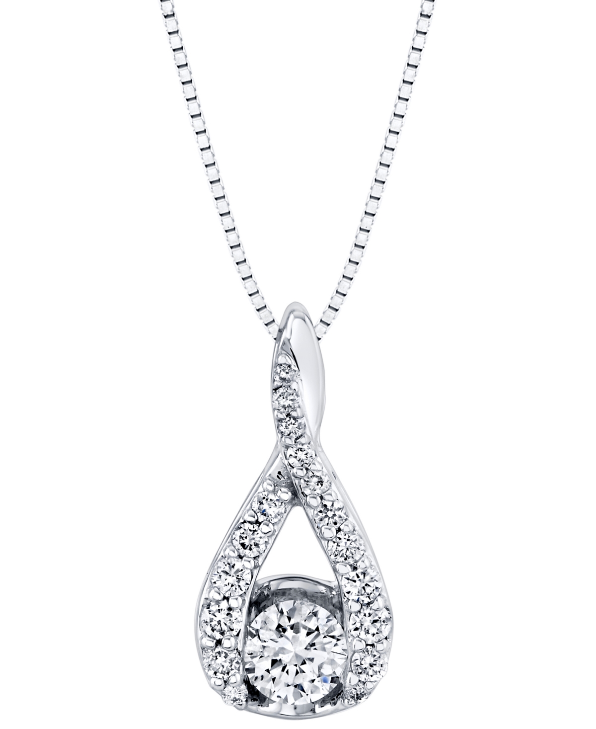 Shop Sirena Diamond Swirl Frame 18" Pendant Necklace (3/8 Ct. T.w.) In 14k White Gold