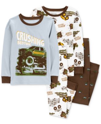 Carter's - Little & Big Boys Monster Truck 100% Snug Fit Cotton Pajamas, 4 Piece Set