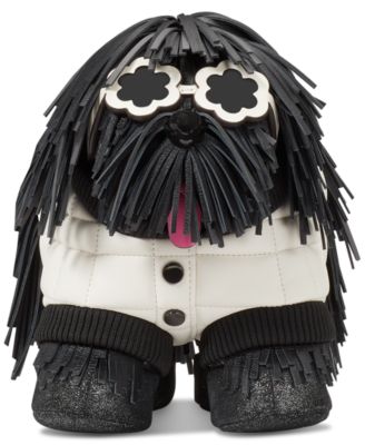 kate spade new york - Shaggy Fabric & Fringed Leather Small 3D Dog Crossbody
