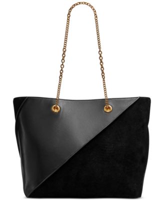 Setauket Leather & Suede Tote with Chain Strap