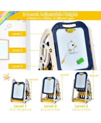3-in-1 Kids Tabletop Art Easel with Double Sides and Art Accessories Included