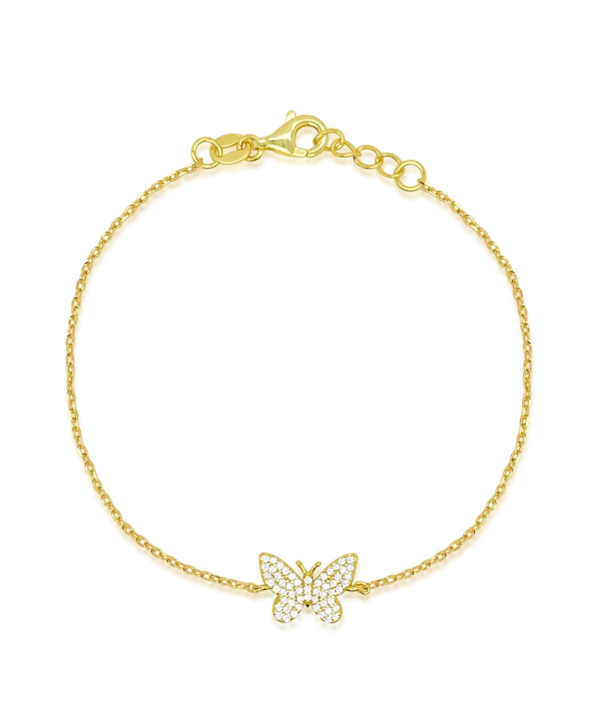Yellow Gold Tone Cz Butterfly Bracelet - Yellow
