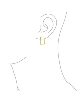 Geometric Rectangle Square Inside Out Channel Set CZ Large Hoop Earrings Of Cubic Zirconia Gold Plated Sterling Silver