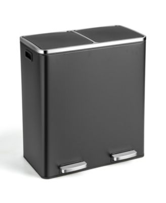 Recycling Trash Can with 2 Pedals and Compartments, 16-Gallon Total Capacity