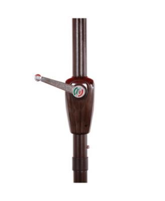 Tracy 9 ft. Classic MidCentury Scalloped Fringe Market Patio Umbrella with Auto-Tilt Crank, Wind Vent and UV Protection in Coral