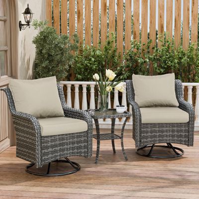 Outdoor Chair Cushions Set, 24"x24", Water Resistant Outdoor Deep Seat Cushions with Handle & Adjustable Straps.