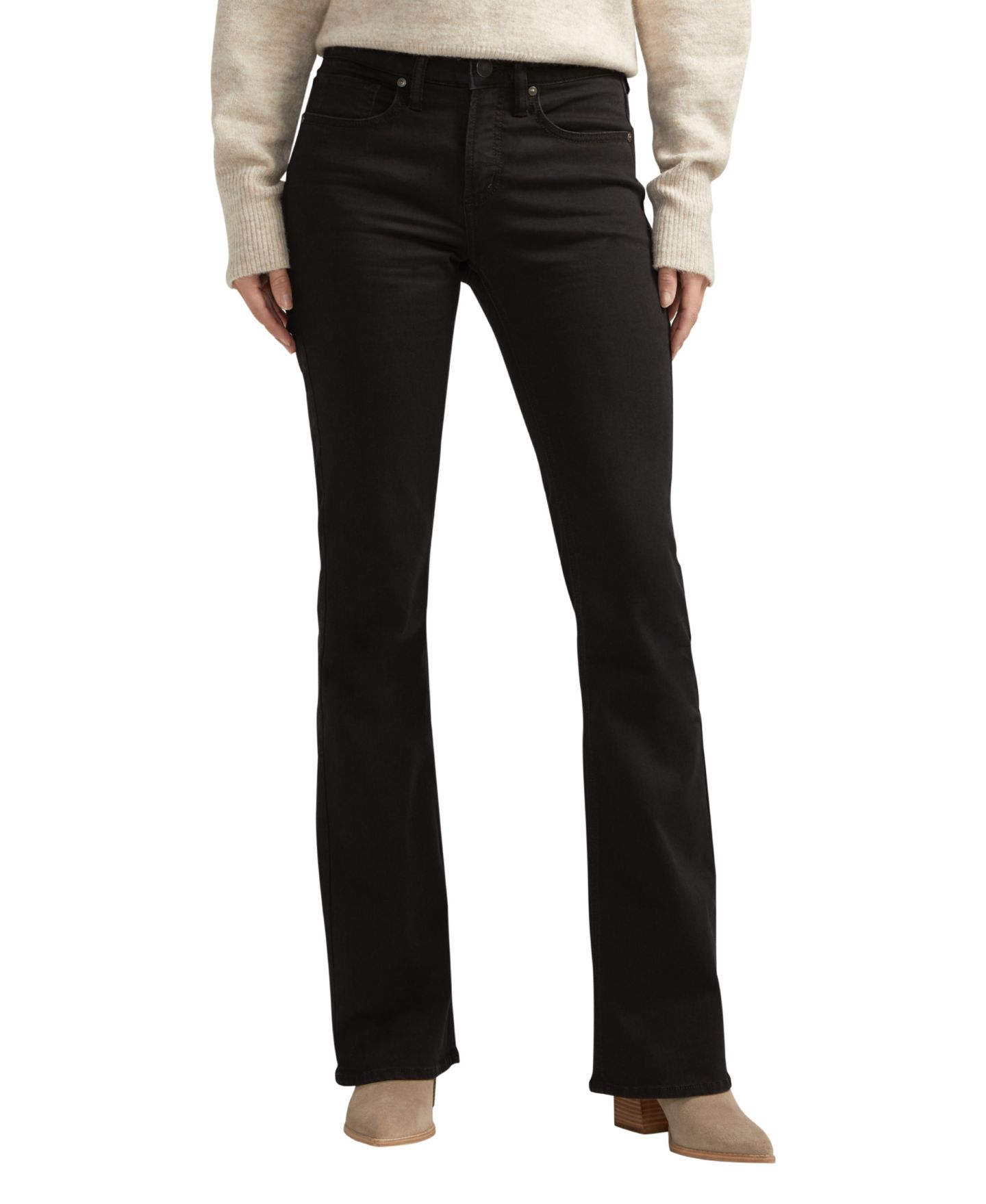 Женские джинсы Silver Jeans Co. Suki Mid Rise Curvy Fit Bootcut, цвет: Чёрный — фото 1
