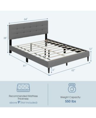 Queen Size Upholstered Platform Bed with Button Tufted Headboard
