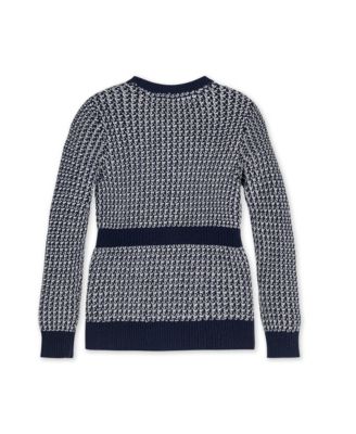 Girls' Organic Fancy Tweed Stitch Cardigan Sweater with Bow