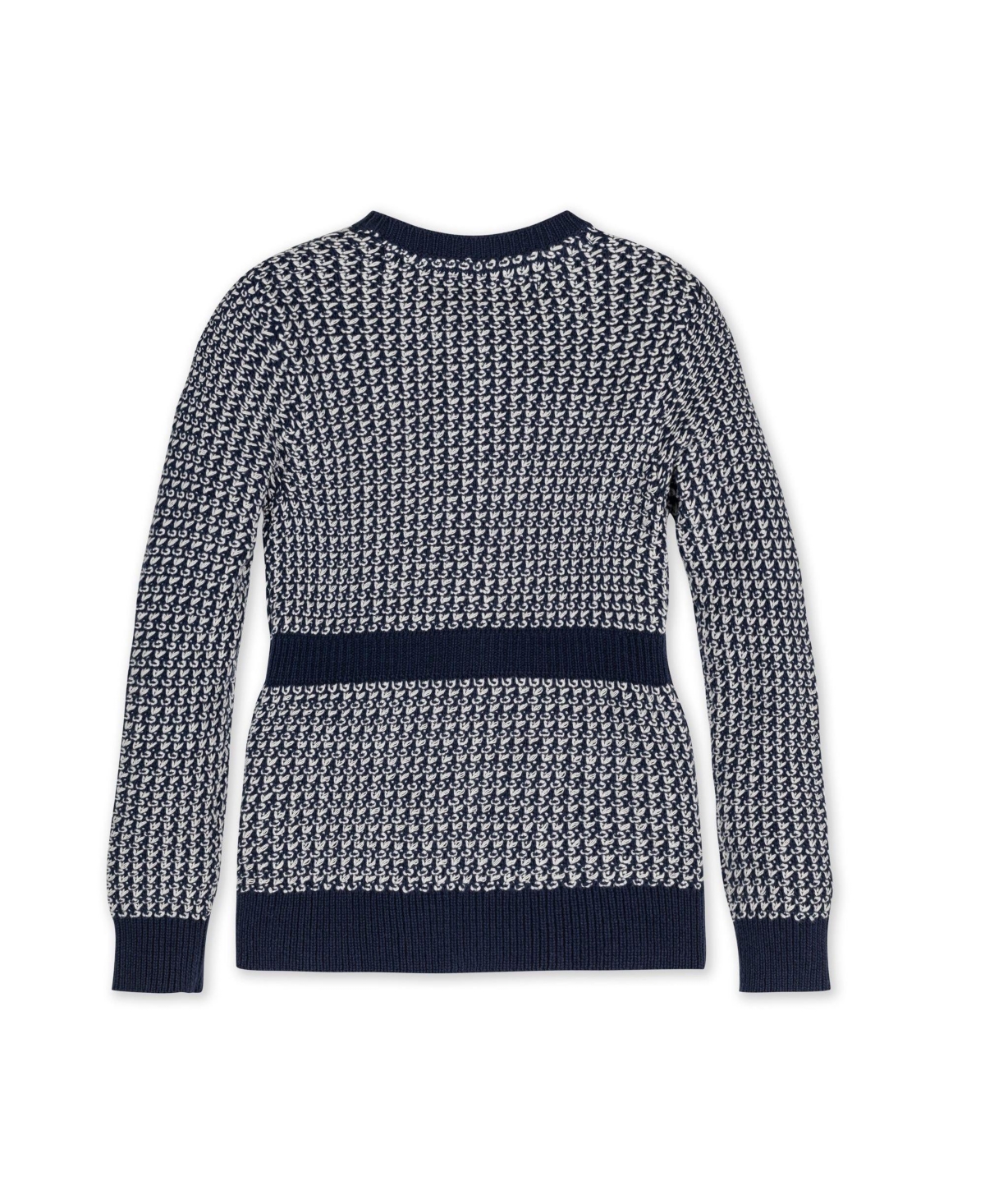 Hope & Henry Girls' Organic Fancy Tweed Stitch Cardigan Sweater with Bow