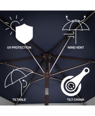 9ft 2-Tone Solar LED Patio Umbrella, 12 LEDs, Auto-Tilt, Crank, UV Protection