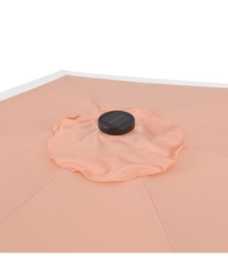 9ft 2-Tone Solar LED Patio Umbrella, 12 LEDs, Auto-Tilt, Crank, UV Protection