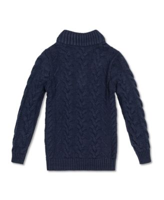 Boys Organic Mock Neck Cable Sweater with Buttons