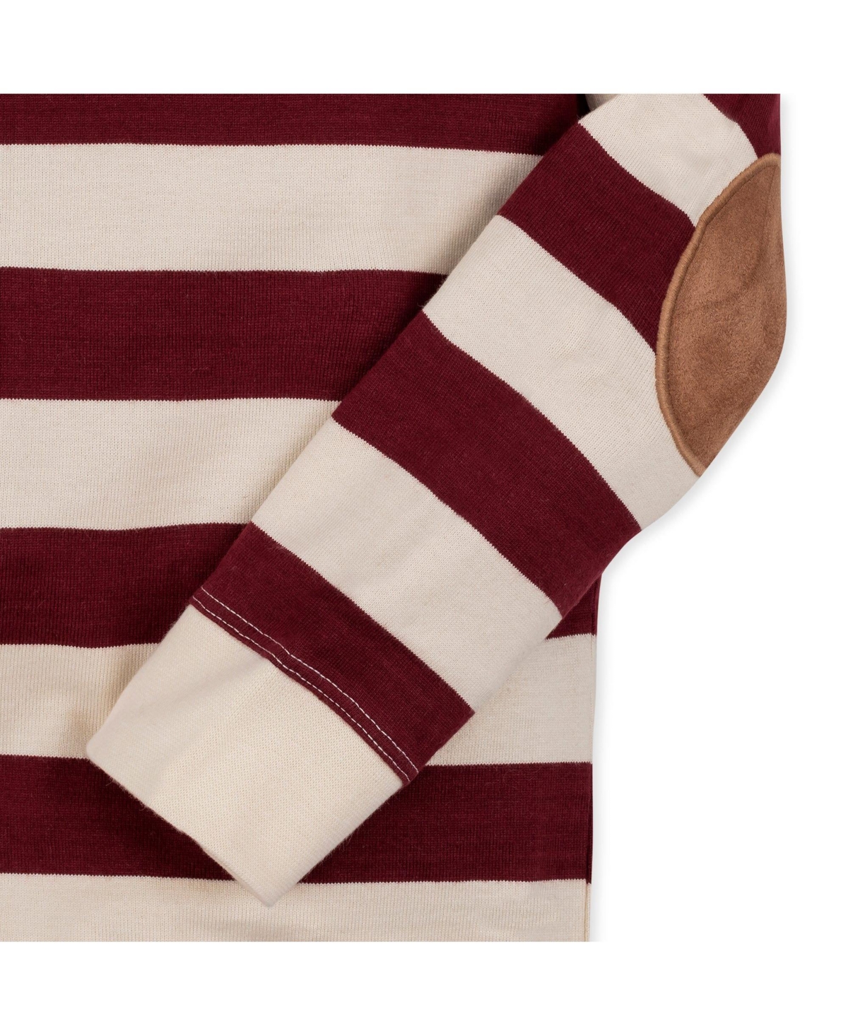 Hope & Henry Boys Organic Long Sleeve Rugby Shirt - Oxblood and ivory rugby