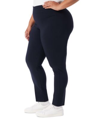 Plus Size Solid Pull-On Trousers