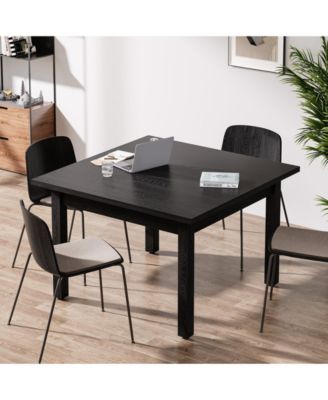 2-4 Person Wood Farmhouse Dining Table with Wooden Legs Oak Top for Small Space