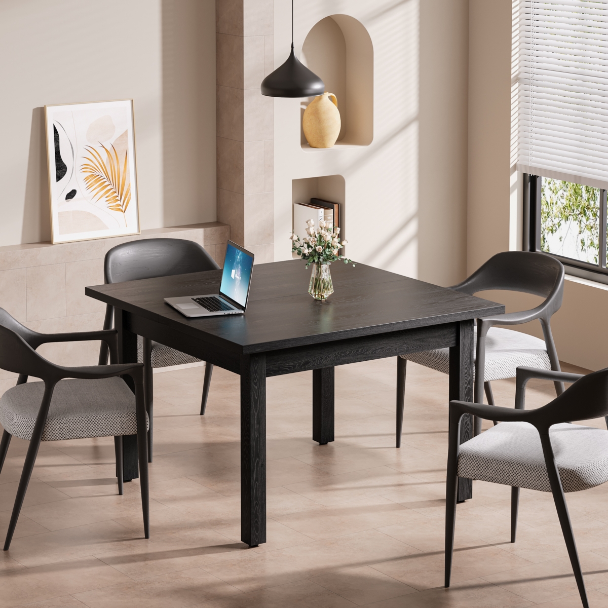 Tribesigns Wood Dining Table Farmhouse Kitchen Table for Dining Room Living Room, 2-4 Person Dining Room Table Square Dinner Tables with Wooden Legs O