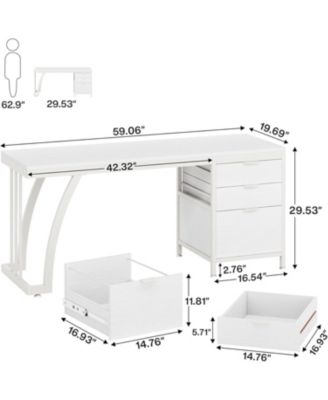 59-Inch Wood Industrial Desk with 3 Drawers &amp;#x2013; Home Office PC Workstation &amp; Study Writing Table with File Storage