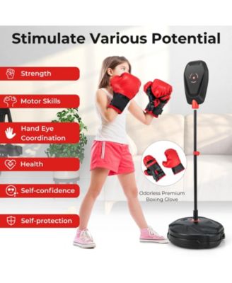 Inflation-Free Boxing set with Punching Bag and Boxing Gloves Quick Rebound Design for 5+ Years Old Kids