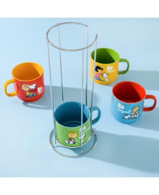 4 Pack 15 OZ Stackable Mugs with a Rack