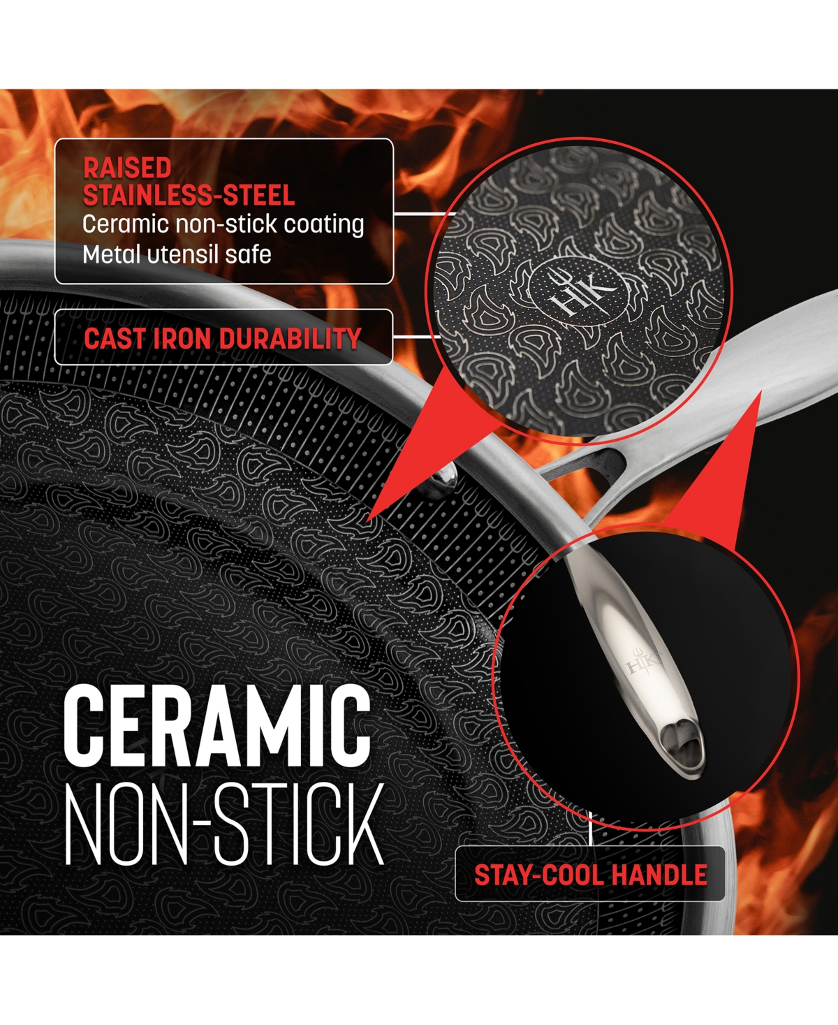 Shop Hell's Kitchen Ceramic Hybrid Nonstick 12" Wok & Lid In Silver