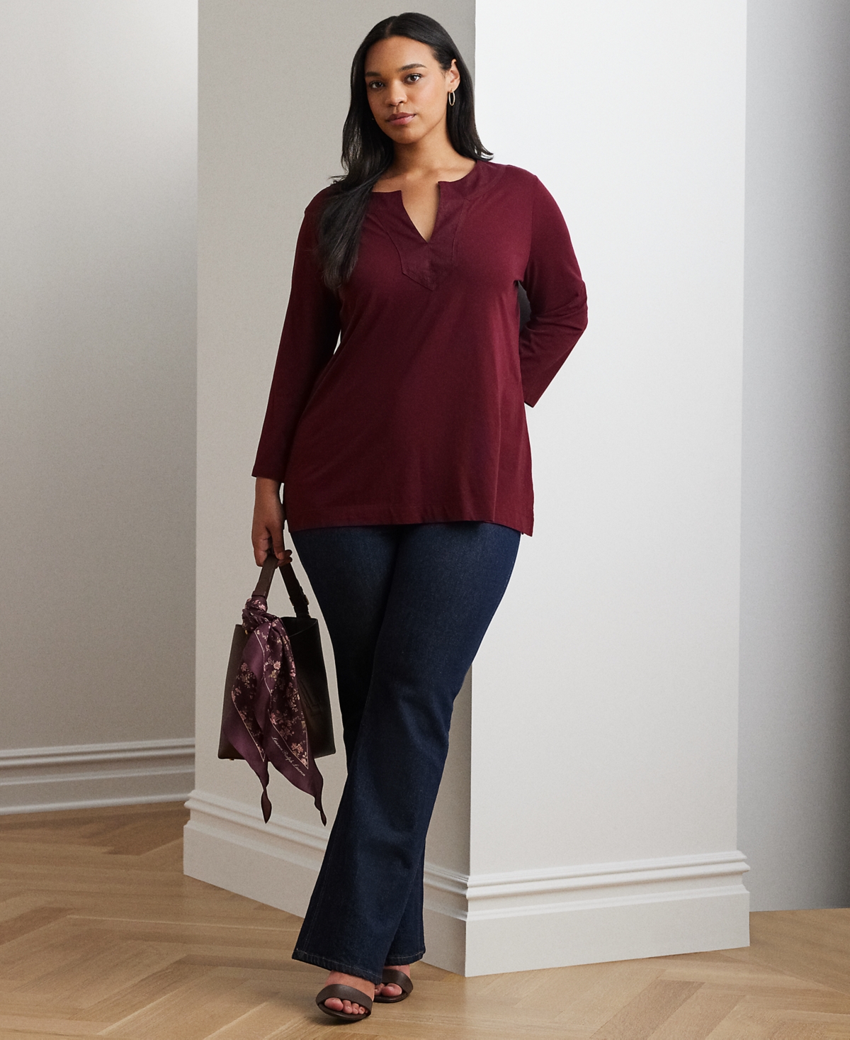 Lauren Ralph Lauren Plus Size 3/4-Sleeve Tunic