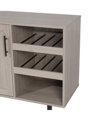 Aloise Bar And Sideboard With Storage Cabinet, Hanging Stemware Holders And Bottle Storage