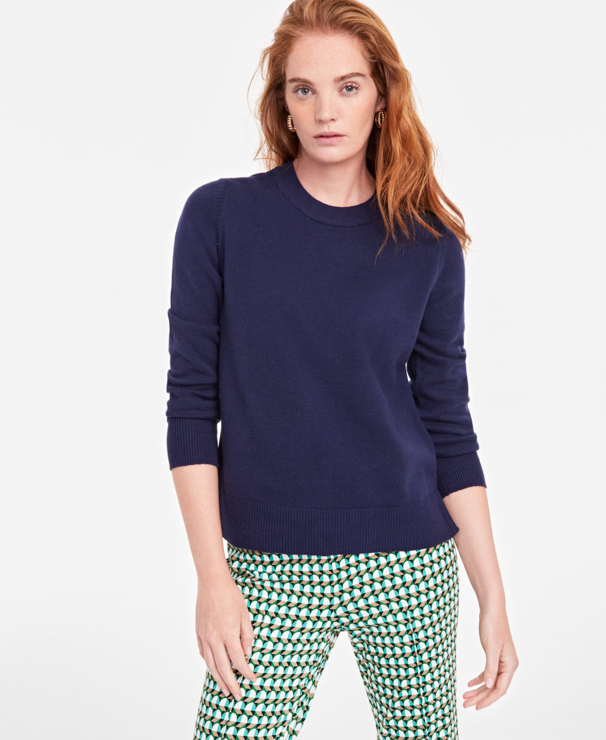 ON 34TH WOMEN'S CREWNECK LONG-SLEEVE SWEATER, CREATED FOR MACY'S 