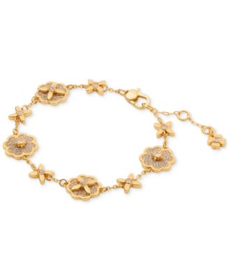 kate spade new york - Gold-Tone Cubic Zirconia Flower Flex Bracelet