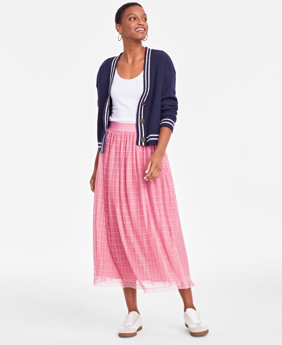 On 34th Women s Pull On A Line Tulle Midi Skirt Created for Macy s Deep Black Smart Closet