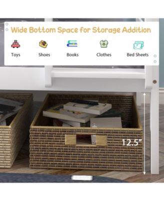 Twin Size Sturdy Wooden Bunk Beds with Ladder and Safety Rail