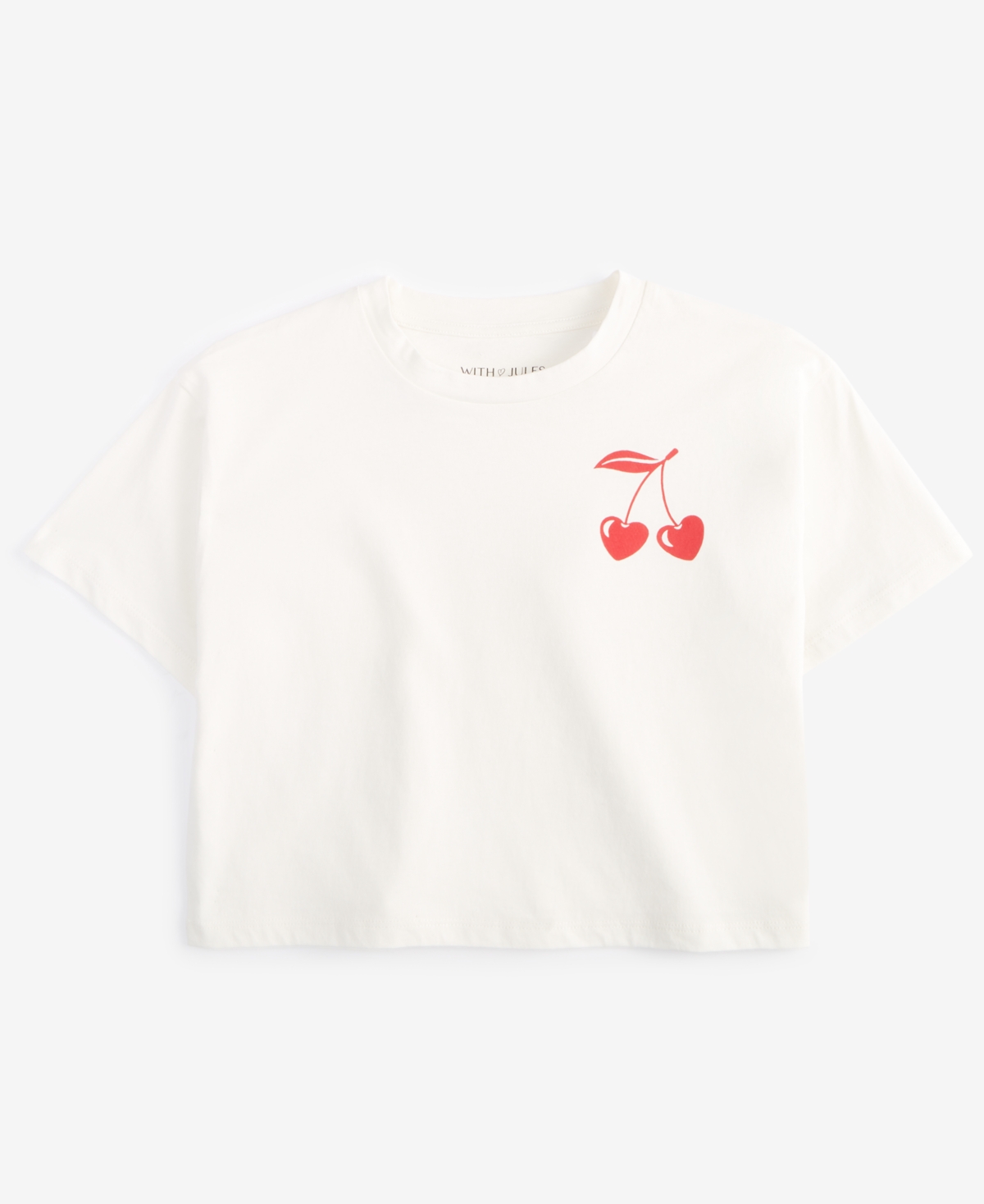 With Jules Big Girls Cotton Cropped Cherry Graphic T-Shirt