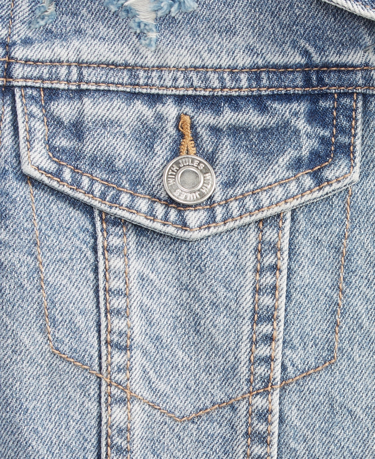 With Jules Big Girls Cotton Cropped Denim Jacket