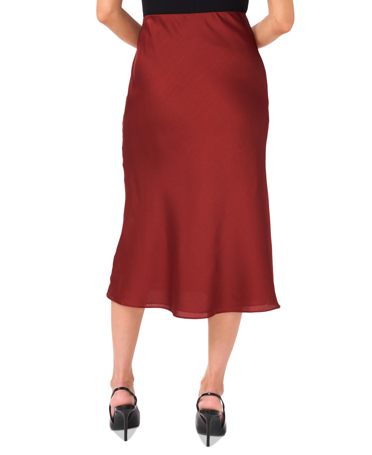 Vince Camuto Women's Satin A-Line Pull-On Midi Skirt