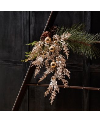 Set of 2 Sleigh Bell and Pine Sprays – Ideal for Holiday and Seasonal Decor