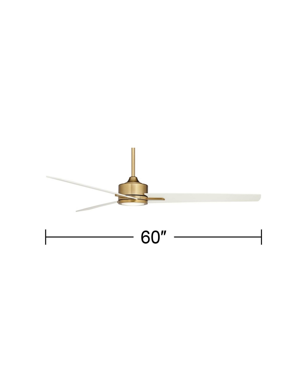 Casa Vieja Monte Largo Modern Mid Century Indoor Ceiling Fan 3 Blade Led Light Remote Control Soft Brass Finish White Blades Bedroom Living Room K