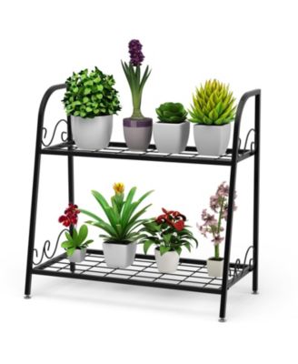 2-tier Patio Metal Plant Stand