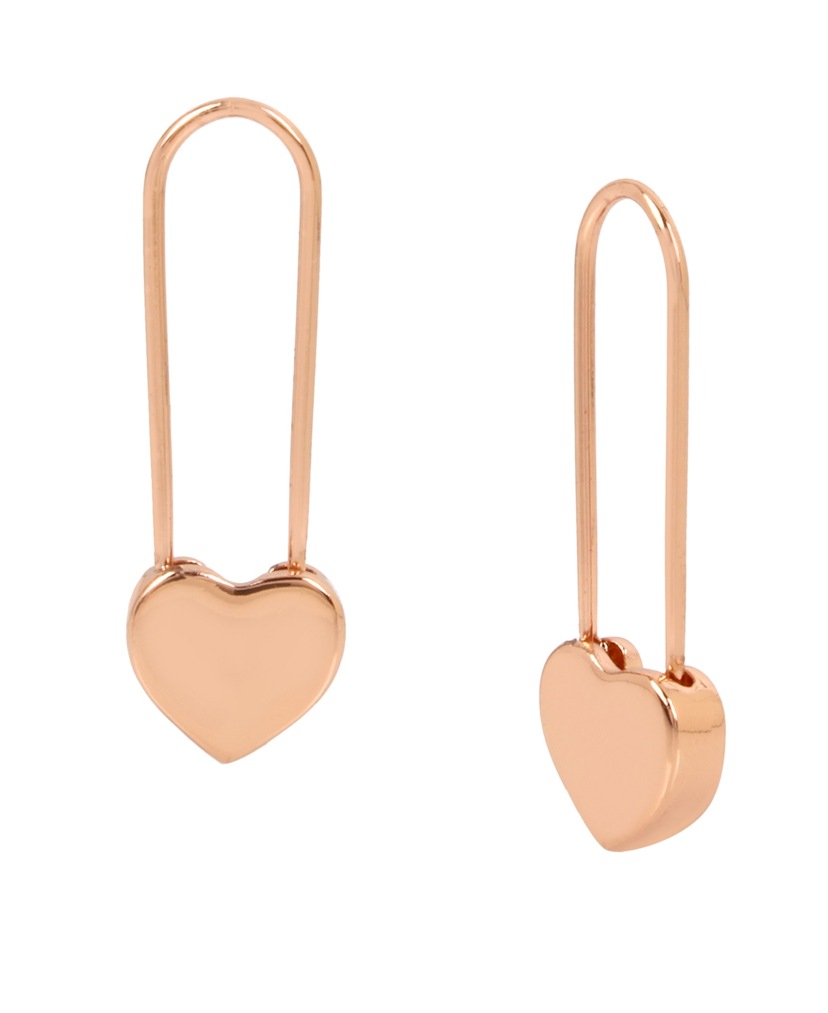 Heart Safety Pin Earrings - Rose Gold