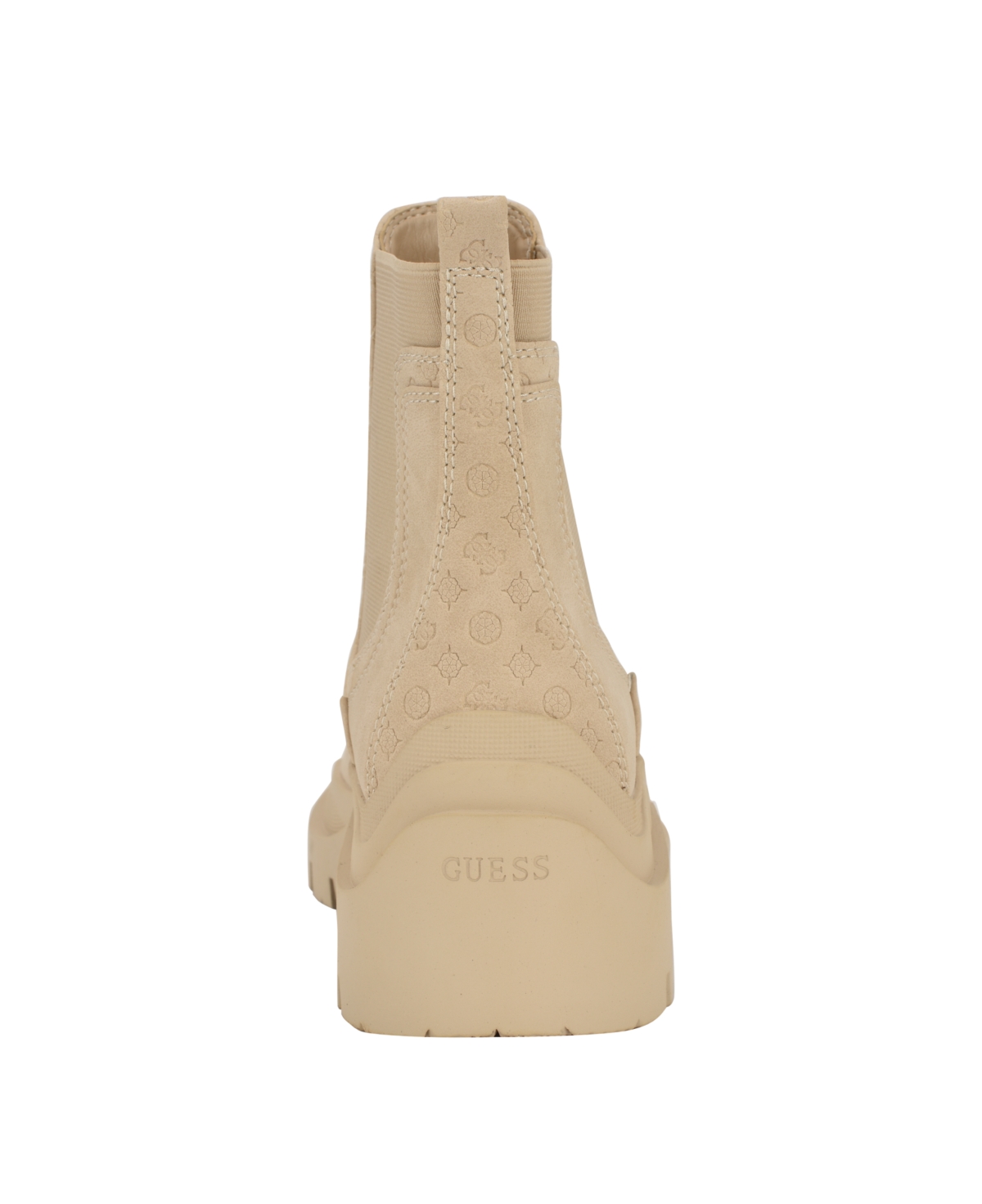 Guess Women's Yesses Triple Triangle Lug Sole Gore Chelsea Boots -Oat Logo