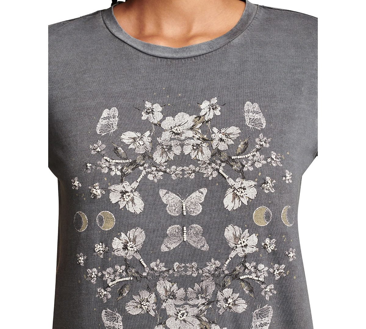Lucky Brand Women's Mirror Floral Graphic Classic Cotton T-Shirt