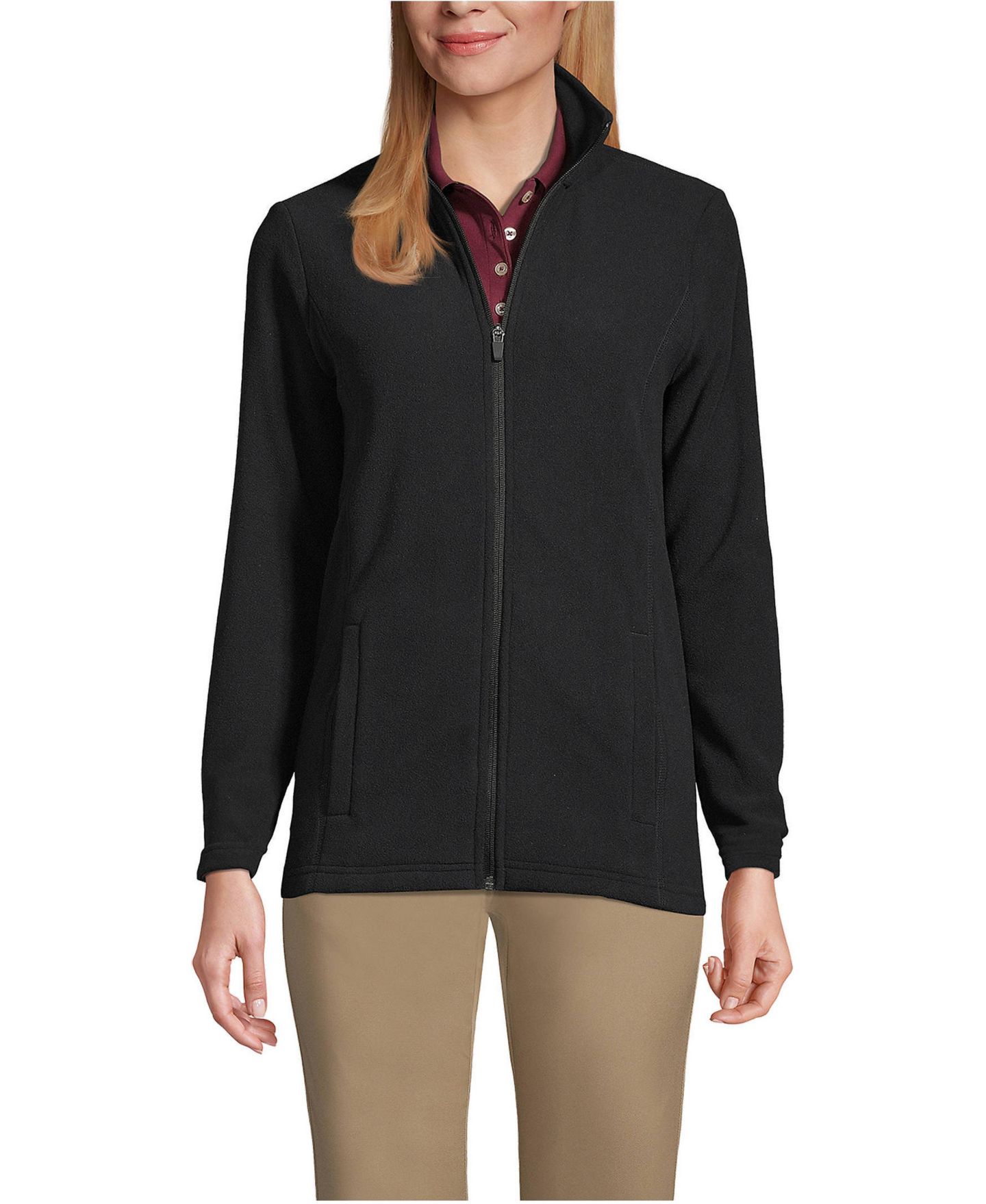 Женская куртка Lands' End Thermacheck 100 Fleece, цвет: Чёрный — фото 1